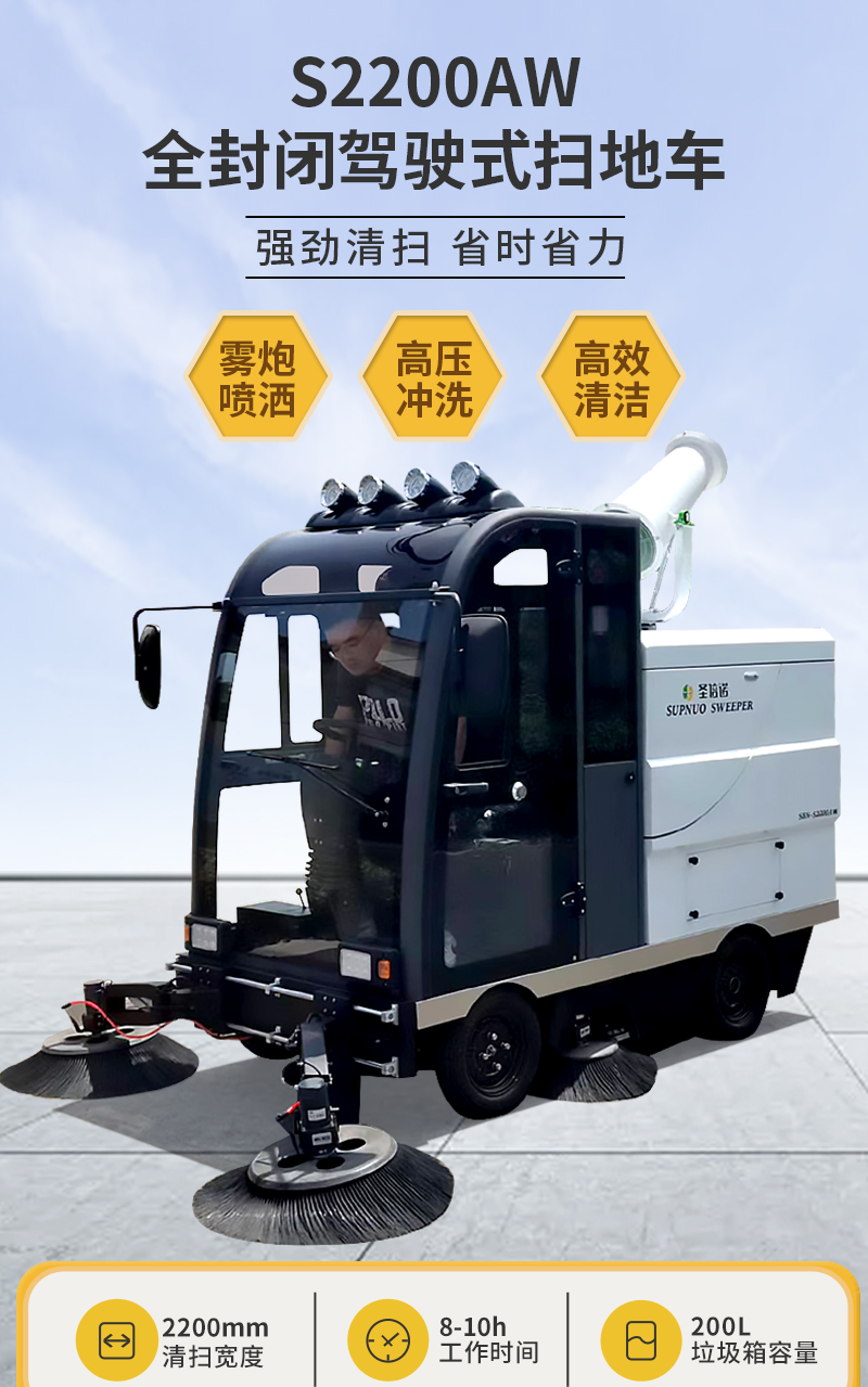 恒行6S2200AW全封闭小四轮驾驶式雾炮高压冲洗电动扫地车详情_01